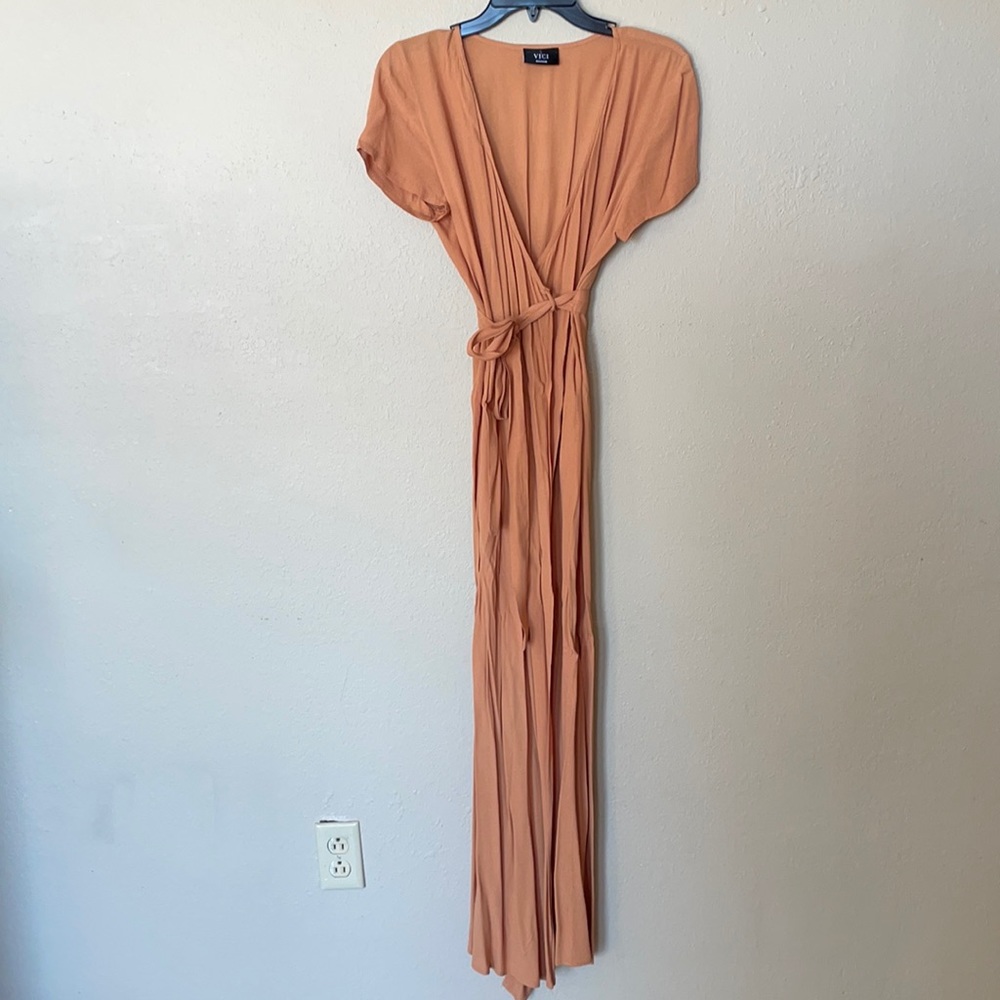 Vici Collection Terra cotta maxi wrap dress